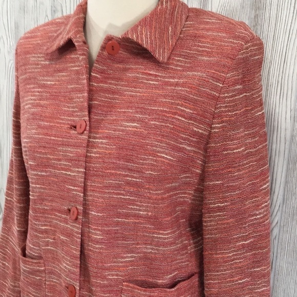 𝅺JOSEPHINE Chaus Petite Orange Coral Tweed Blazer Size 14P - Picture 6 of 11